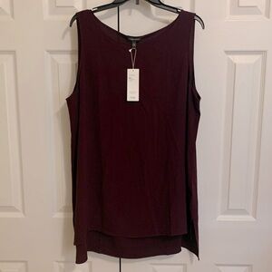 Eileen Fisher Burgundy Silk Gorgette Crepe Tank XL